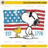 Retro Snoopy 4th of July PNG with American flag and patriotic vintage design