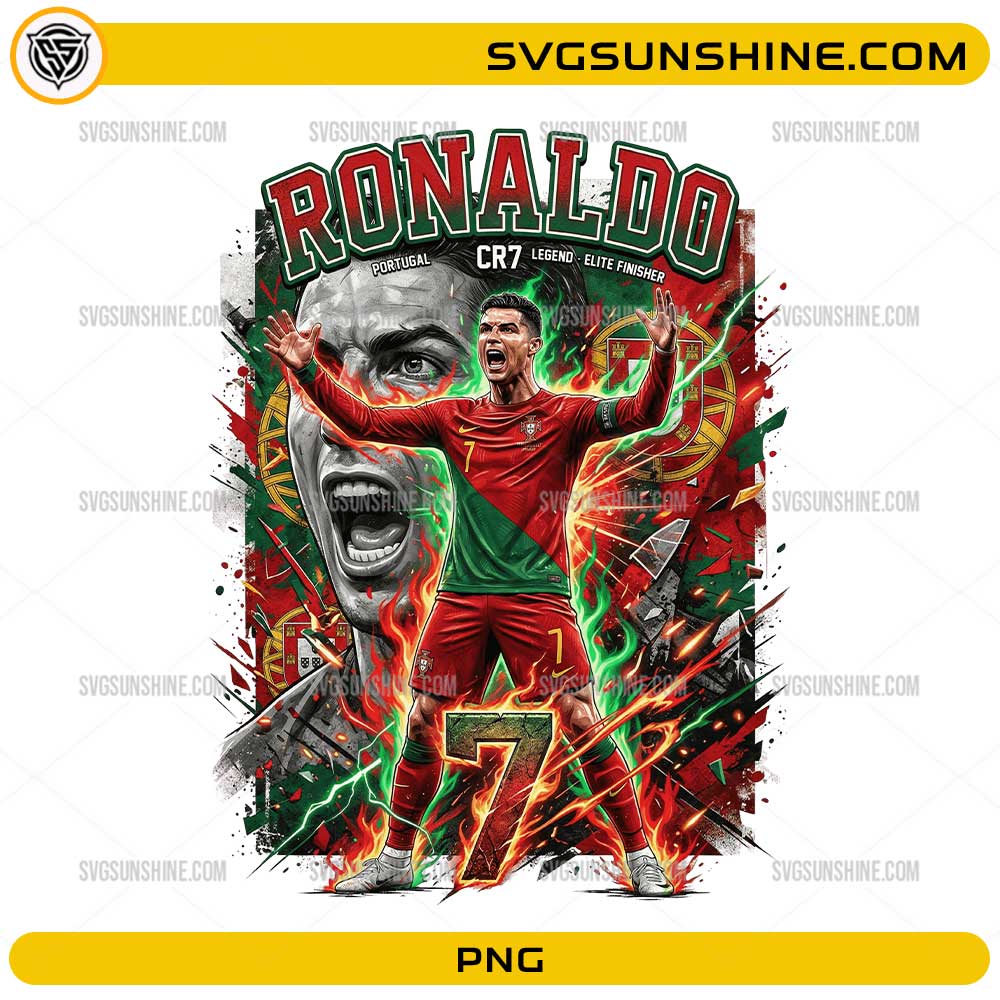 Ronaldo Portugal Soccer PNG CR7 legend number 7 football design