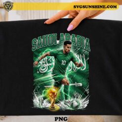Salem Al-Dawsari Saudi Arabia soccer PNG with Saudi Arabia national team colors for football t-shirts, sublimation printing, Cricut projects, and sports fan merchandise.