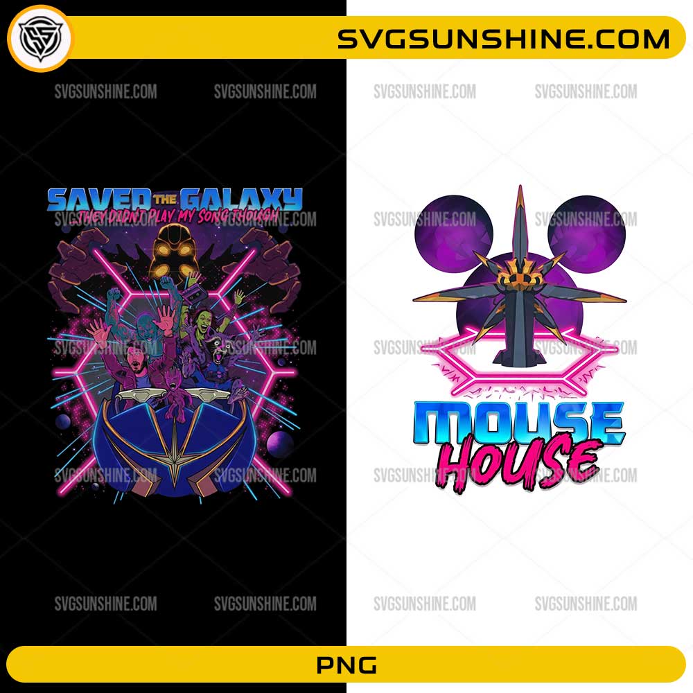 Saved The Galaxy They Played My Song Though PNG retro cosmic adventure ride design with neon galaxy artwork