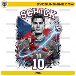 Schick Czech Soccer PNG with number 10 football player artwork, red white blue colors, and precision striker design