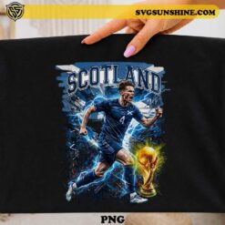 Scott McTominay Scotland soccer PNG with Scotland national team colors for football t-shirts, sublimation printing, Cricut projects, and sports fan merchandise.