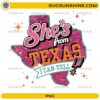 She's From Texas Basketball PNG featuring glitter Texas silhouette and San Antonio basketball fan artwork