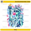 Statue of Liberty PNG with sunglasses blowing bubble gum in colorful brushstroke pop art style