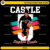 Stephon Castle San Antonio Spurs PNG featuring retro basketball graphics and varsity sports design