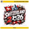 Switzerland 2026 Soccer PNG with Swiss flag soccer ball and alpine mountains