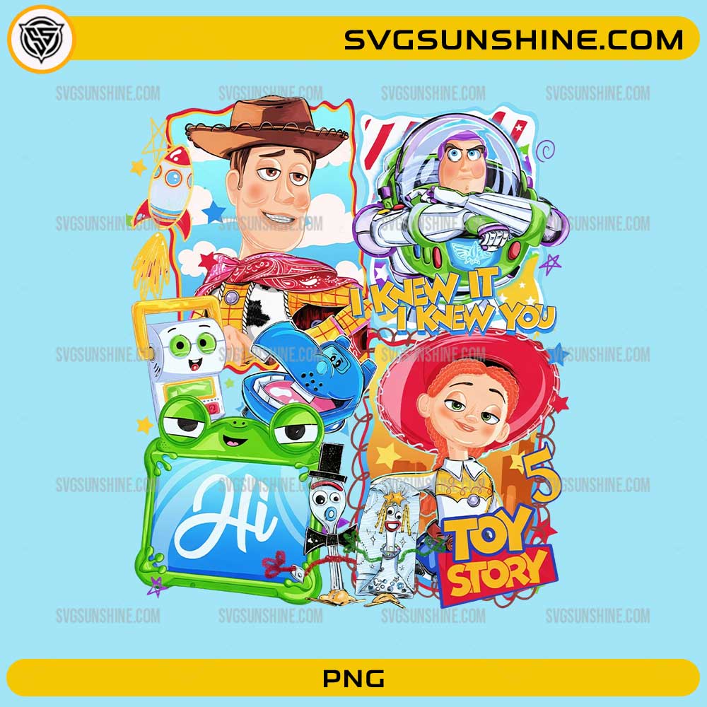 Toy Story 5 PNG Digital Download personalized cartoon characters design for sublimation and custom t-shirts