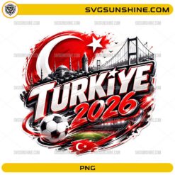 Türkiye 2026 Soccer PNG with Turkey flag soccer ball and Istanbul skyline