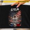USA World Cup 2026 PNG featuring an American soccer player, USA flag, and One Nation One Team One Goal artwork for t-shirts, sublimation, Cricut, and patriotic fan merchandise.