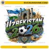 Uzbekistan 2026 Soccer PNG with flag soccer ball and blue dome architecture