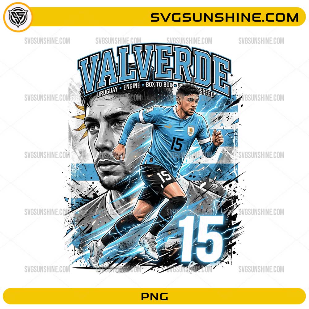 Valverde Uruguay Soccer PNG number 15 midfielder football design