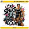 Victor Wembanyama Go Spurs Go PNG featuring San Antonio basketball graphics, mascot artwork, and colorful sports design