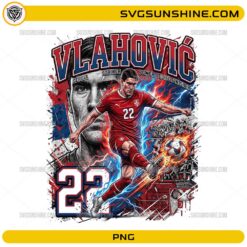 Vlahović Serbia Soccer PNG number 22 striker football design