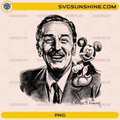Walt Disney and Mickey Mouse PNG vintage sketch illustration for sublimation and DIY projects