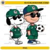 Snoopy inspired Mexico soccer PNG featuring cartoon characters wearing Mexico football jerseys, caps, sunglasses, and holding a soccer ball.