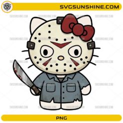 Horror Hello Kitty Jason Voorhees PNG with hockey mask and machete Halloween digital design