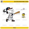 Snoopy inspired Houston Astros baseball PNG featuring a cartoon dog swinging a baseball bat with a little bird teammate.