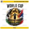 World Cup 2026 Soccer PNG with golden soccer ball, stadium, and football player design