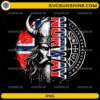 Vintage Norway Viking PNG with Norwegian flag colors and Nordic rune symbols
