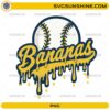 Bananas Baseball Drip PNG featuring a retro dripping baseball logo with transparent background