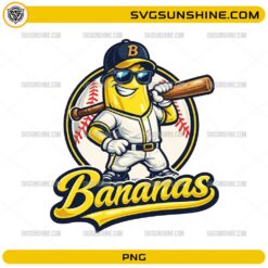 Bananas Baseball Mascot PNG | Cute Banana Player Digital Download