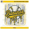 Bananas Baseball PNG retro dripping baseball design with transparent background