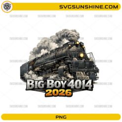 Big Boy 4014 2026 PNG featuring a vintage steam locomotive with dramatic smoke and transparent background