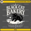 Black Cat Bakery PNG featuring a black cat kneading biscuit dough with a rolling pin and mixing bowl