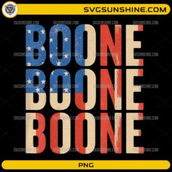 Boone USA Flag PNG with distressed American flag typography for patriotic sublimation and Cricut crafts.