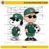 Charlie Brown Snoopy Mexico Soccer PNG featuring two cute cartoon-inspired soccer fans in green Mexico jerseys