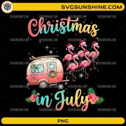 Christmas in July Flamingo Camper PNG | Tropical Holiday Summer Christmas Digital Download
