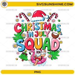 Christmas in July Squad Funny Summer Xmas PNG | Tropical Santa Flamingo Digital Download