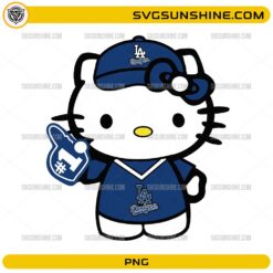 Cute kitty inspired baseball fan PNG wearing a blue baseball outfit with transparent background for sublimation and DIY crafts.