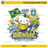 Cute kitty inspired Brazil World Cup 2026 PNG wearing a Brazil soccer jersey while holding the Brazilian flag with a soccer ball.