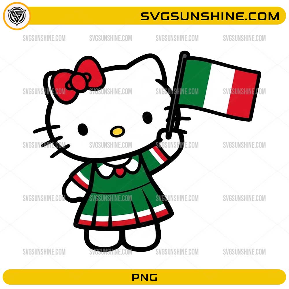 Cute kitty inspired Italy flag PNG wearing an Italian outfit with transparent background for sublimation and DIY crafts