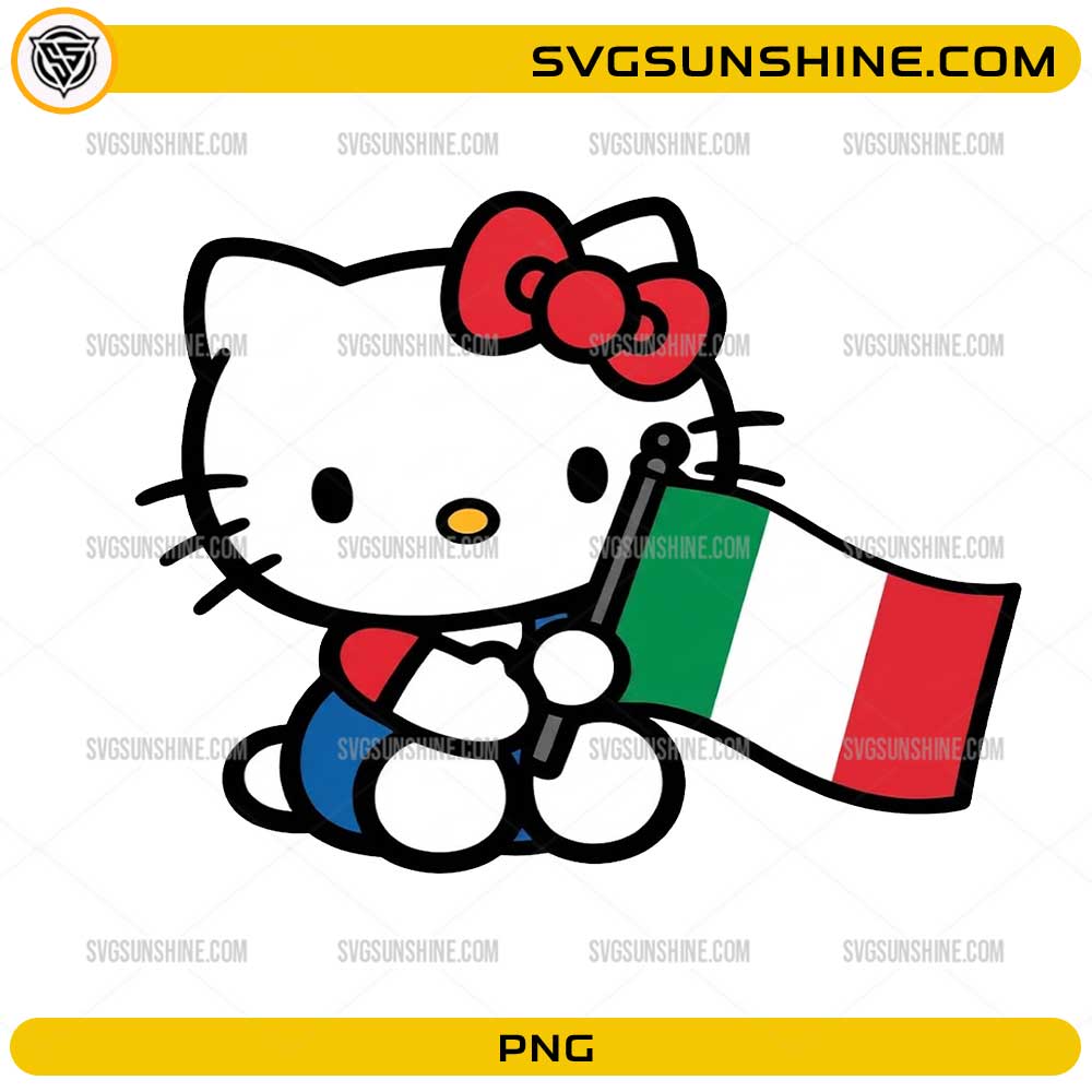 Cute kitty inspired Italy flag PNG with transparent background for sublimation and DIY crafts