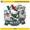 Cute kitty inspired Mexico World Cup 2026 PNG wearing a Mexico soccer jersey, holding the Mexican flag and standing beside a soccer ball.