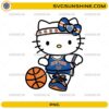 Cute kitty inspired New York Knicks basketball PNG wearing a blue and orange basketball jersey with a basketball.