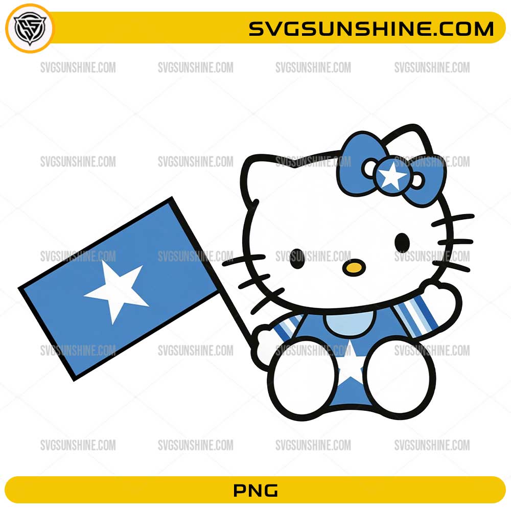 Cute kitty inspired Somalia flag PNG with transparent background for sublimation and DIY crafts