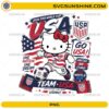 Cute kitty inspired USA World Cup 2026 PNG wearing a USA soccer jersey with a soccer ball and patriotic red white and blue graphics.