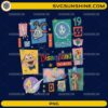 Disneyland 1955 Retro Characters PNG featuring classic Disney-inspired characters in a colorful vintage theme park design