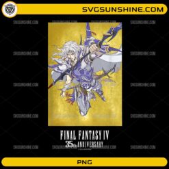 Final Fantasy IV 35th Anniversary PNG featuring an iconic armored hero in anniversary artwork for retro RPG fans.