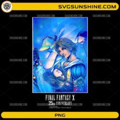Final Fantasy X 25th Anniversary Tidus and Yuna PNG featuring beautiful anniversary artwork of the beloved heroes.