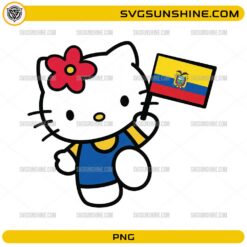 Hello Kitty Ecuador PNG, Cute Ecuador Flag Kitty Digital Download, Ecuador PNG for Sublimation, Cricut & DIY Crafts