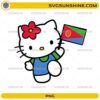Cute Hello Kitty Eritrea PNG holding the Eritrea flag while wearing a patriotic outfit.