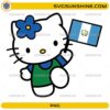 Cute Hello Kitty Guatemala Flag PNG holding the Guatemala national flag in a patriotic outfit.