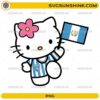 Cute Hello Kitty Guatemala PNG wearing a Guatemala soccer jersey and holding the Guatemala national flag.