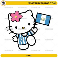 Hello Kitty Guatemala PNG, Cute Guatemala Flag Kitty Digital Download, Guatemala PNG for Sublimation, Cricut & DIY Crafts