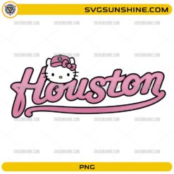 Hello Kitty Houston Baseball PNG with pink Houston fan script design