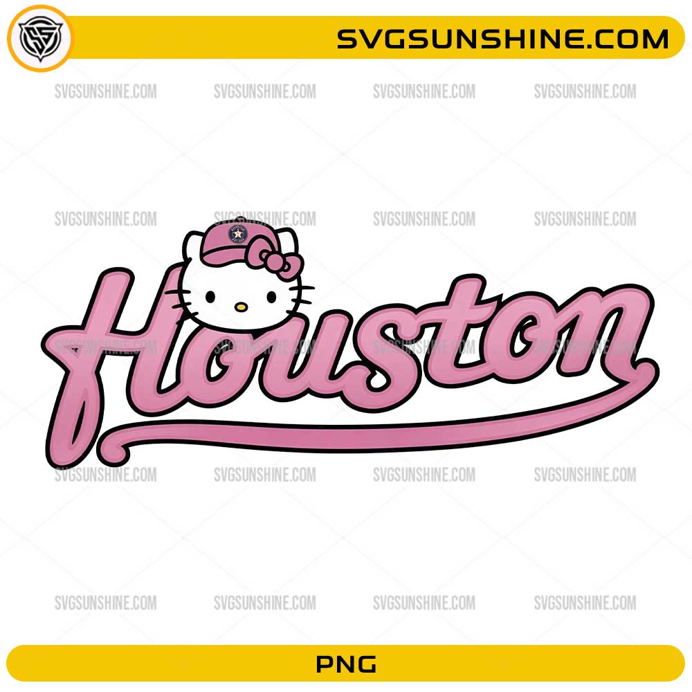 Hello Kitty Houston Baseball PNG with pink Houston fan script design